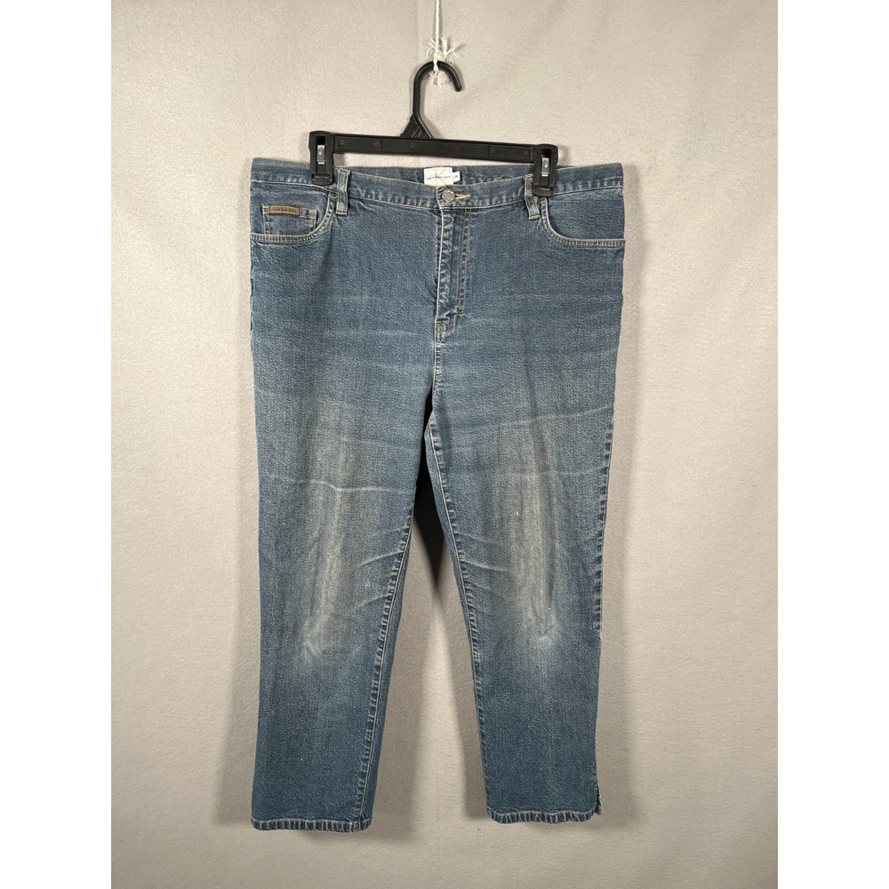 Calvin Klein Jeans Womens 14 Blue Denim Cotton Stretch Medium Wash‎ Straight Leg